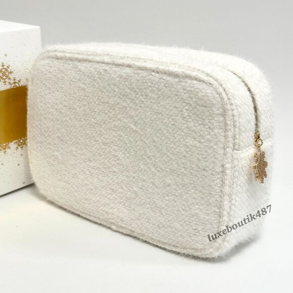 CHANEL HOLIDAY WOVEN MAKEUP LARGE POUCH BAG ONLY 2024 SNOWFLAKE CHARM NEW W/BOX - Picture 4 of 8